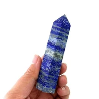 50 80mm natural lapis lazuli point hexagon hand polished chakra healing crystal wand column mineral stone tower decoration