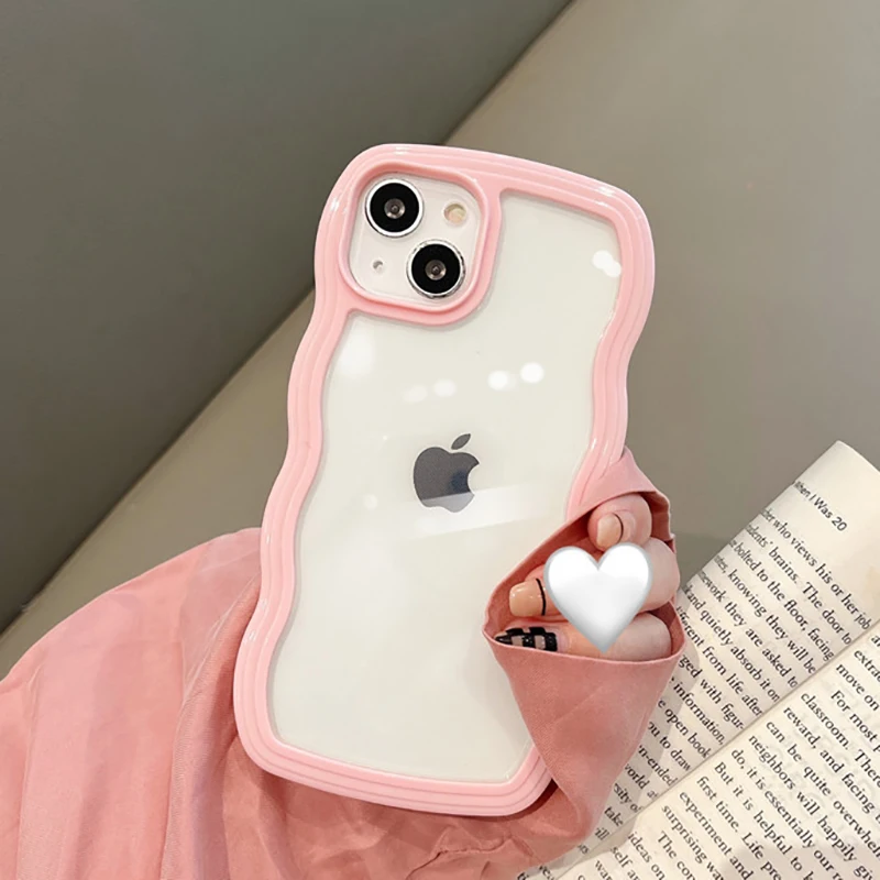 Модный милый чехол для телефона с волнистой рамкой ярких цветов INS iPhone 11 12 13 Pro Max X