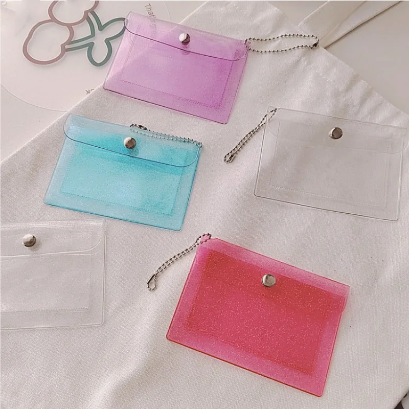 

Fashion Keyring Cute Credit Card Bag Transparent Waterproof PVC Women Girls Card Case Business Card Holder ID Card Mini Wallet