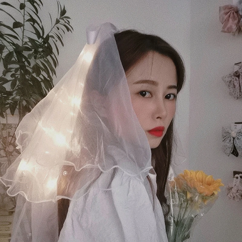 634D свадебная фата с зажимом/расческой волнистые края лента Тюлевая Фата