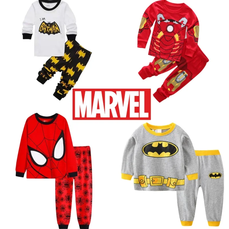 

Movie Avengers Marvel Super Heroes Iron Man Spider-Man Spring and Autumn New Cotton Cartoon Underwear Pajamas Home Clothing Set