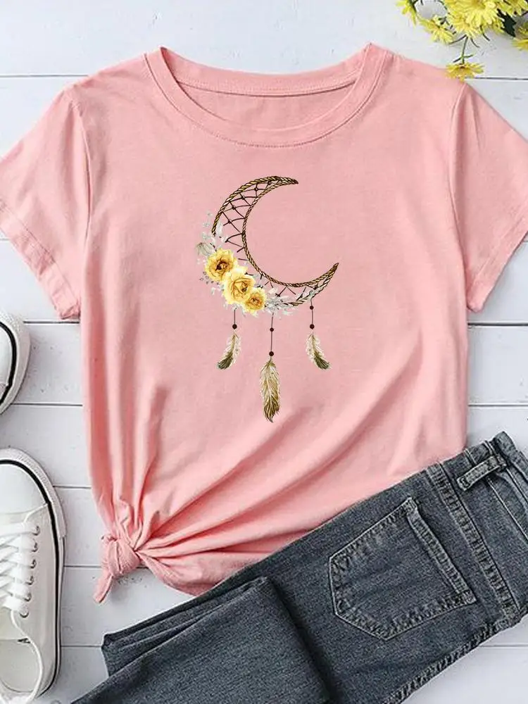 

Футболка женская летняя с принтом, Повседневная модная рубашка с рисунком Луны, мечты, в винтажном стиле, с графическим принтом