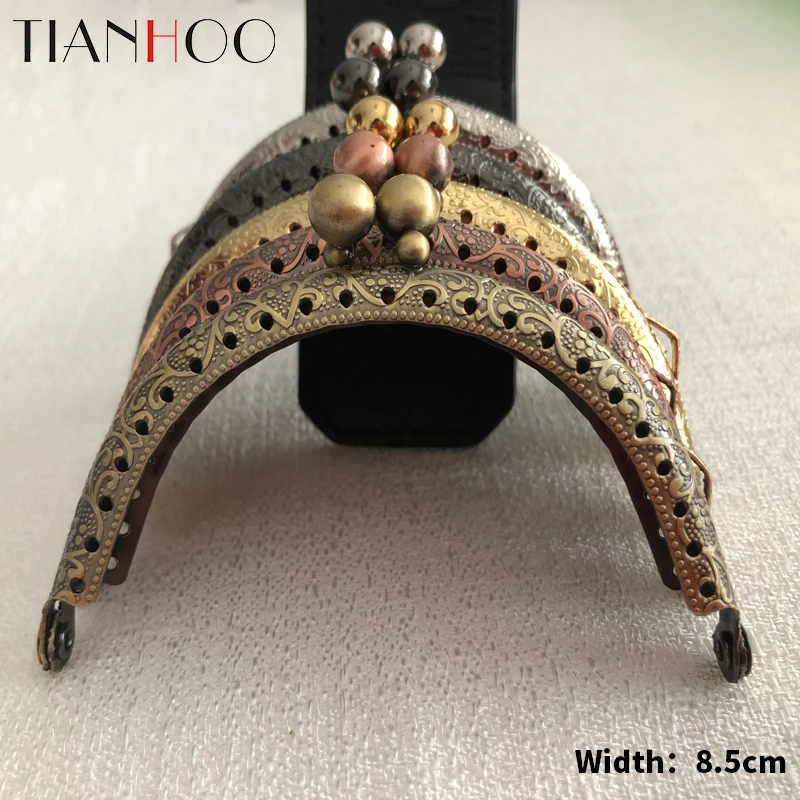 100pcs 8.5cm Round Metal Purse Frame Handle for Clutch Bag Accessories Making Kiss Clasp Lock Antique Bronze Bags Hardware