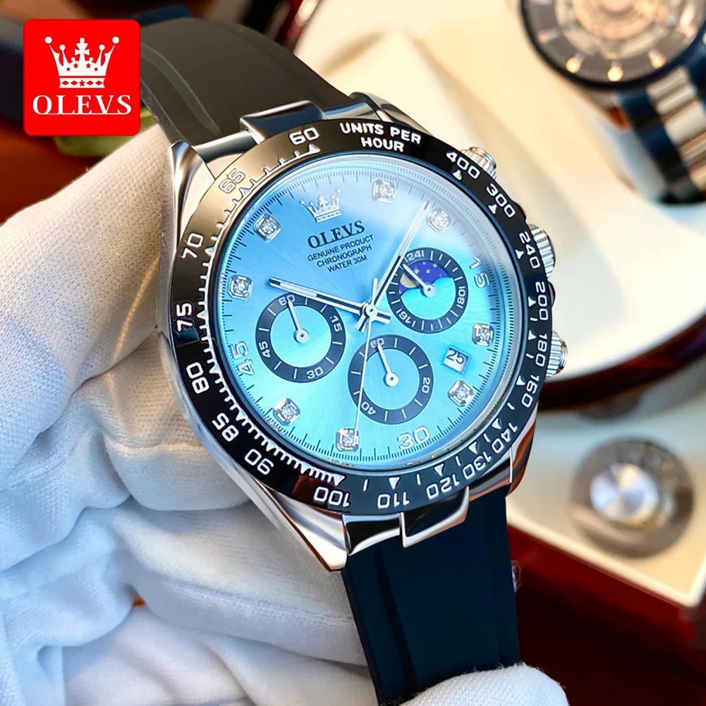 

OLEVS New Luxury Quartz Men's Watch Waterproof Moon Phase Top Brand Watch for Men Date Chronograph Sport Wristwatch 2875