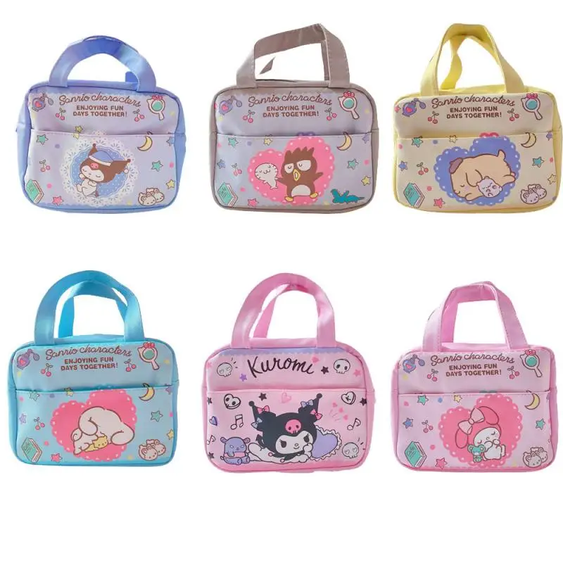 

Sanrios Kuromi My Melody Hellokittys Cinnamoroll Pompom Purins Kawaii Anime keep warm Lunch Box Bag Students Carry Lunch Bags