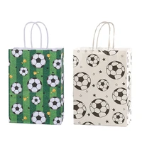 2pcs football tote bag clothing shopping printing kraft party paper gift trophy soccer pattern packaging bags free shipping item