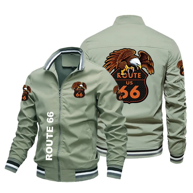 

Route 66 Printed Autumn Mens Bomber Jackets Outwear Fleece Thick Warm Windbreaker Jacket Mens Military Baseball Coats Clothing