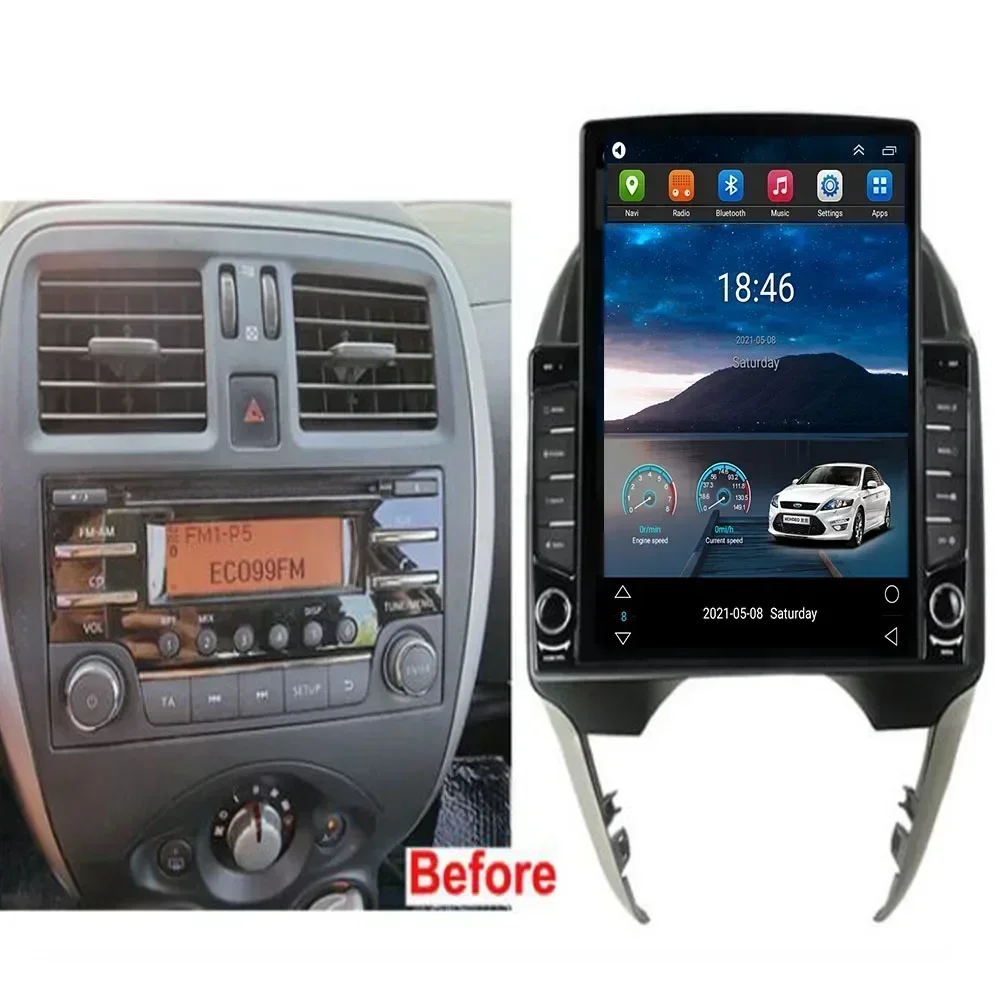 Автомобильный радиоприемник Tesla Style 2 Din Android 13 для Nissan Sunny 2017-2019–2035 Мультимедийный