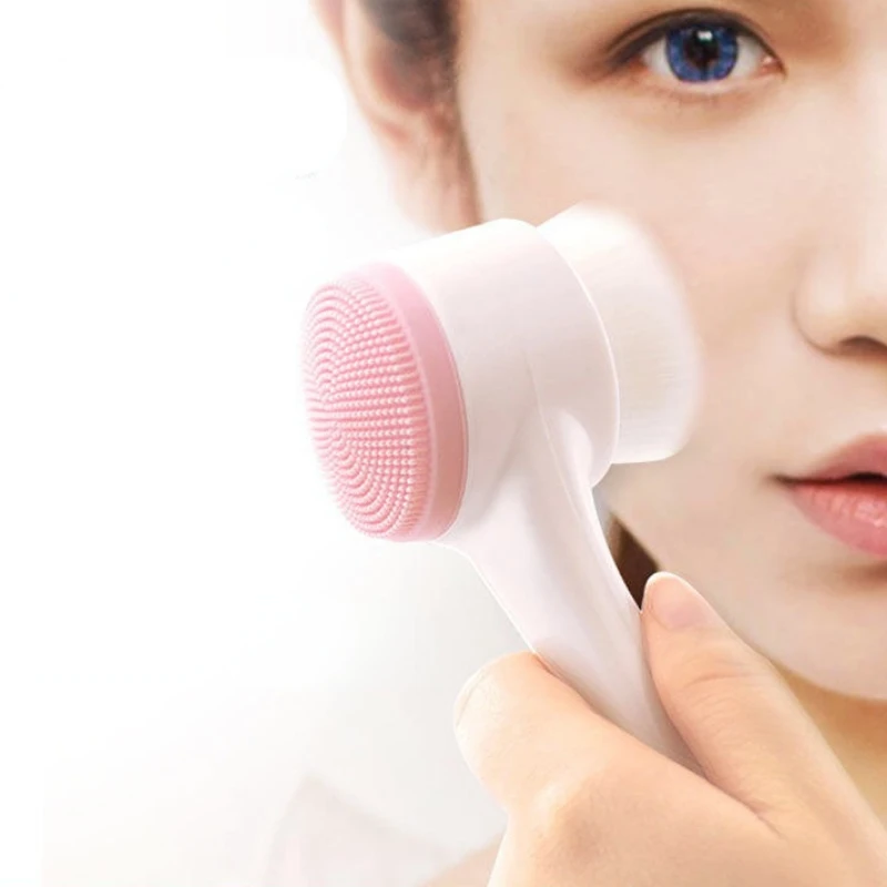 

1pc Silicone Facial Cleansing Brush Manual Face Massage Cleansing Brush Soft Bristles Women Girls 3D Double-Sided Facial Brushes