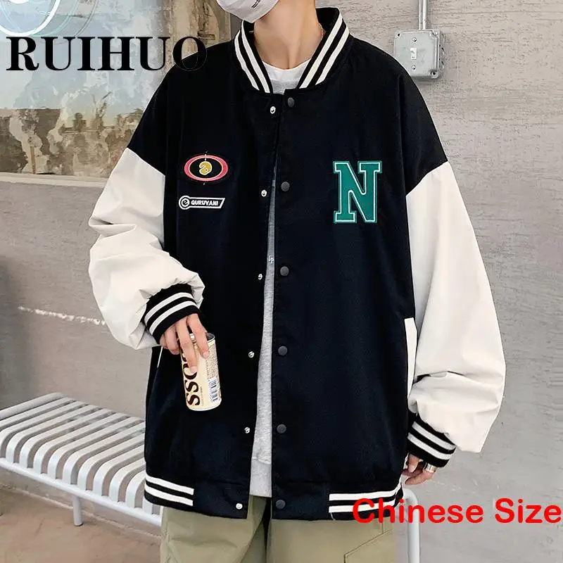 

RUIHUO Patchwork Baseball Jackets for Man Men Clothing Korean Style Clothes Men's Windbreaker Bomber Male Tops 3XL 2023 Spring