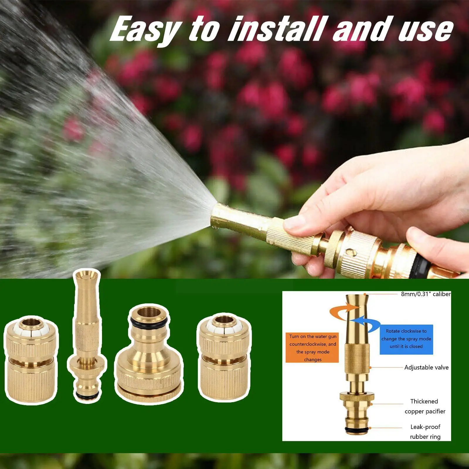 

Латунный 1/2 дюймовый быстроразъемный водяной соединитель для автомойки G3/4 комплект G1/2 соединитель для шланга медный Q1T4