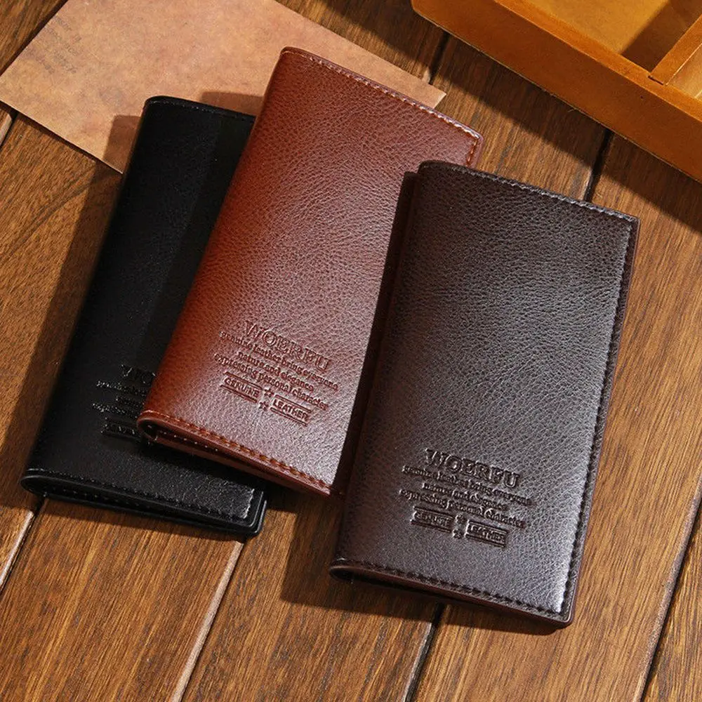 

Men Long Wallet Bifold Business Card Holder Casual PU Leather Coin Purse ID Credit Bank Card Holder Male Clutch Money Bag Purses
