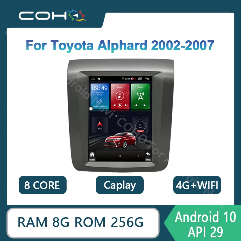 

For Toyota Alphard 2002-2007 car radio Android 10 1024*768 RAM 8GB ROM 256GB Car Multimedia Player Android navigation