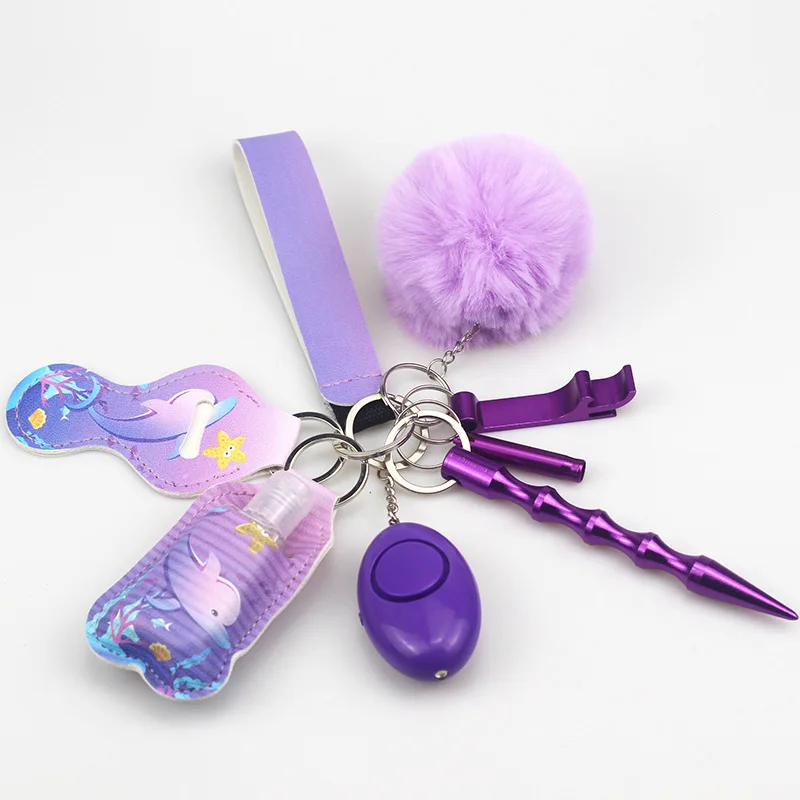 

Self Defense Keychain Set Personal Security Alarm Key Ring For Girl Chain Pepper Spray Women Self Production Safety Keychain