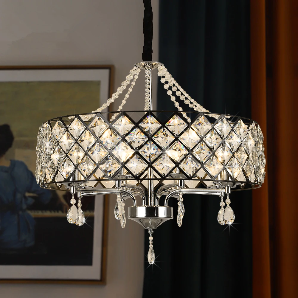 Хрустальная люстра в скандинавском стиле освещение столовой гостиной