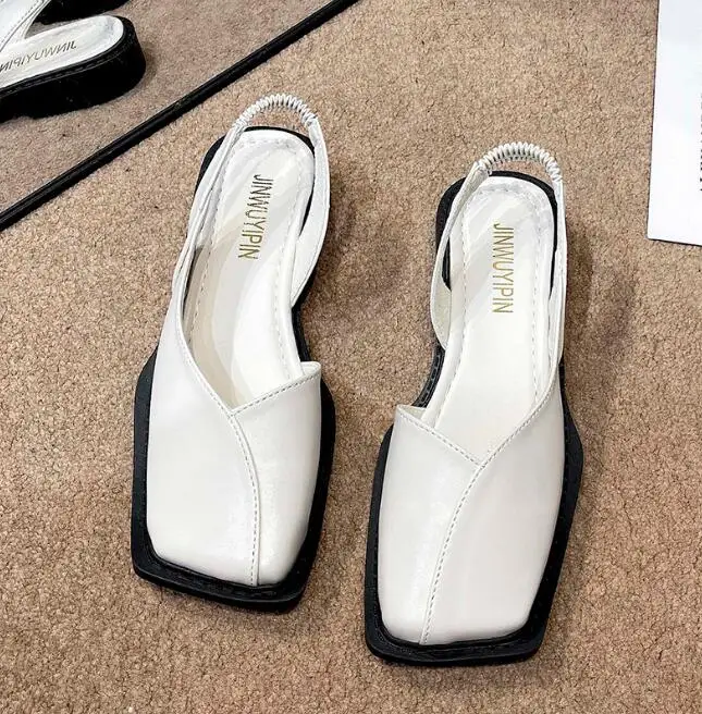 Новинка лета 2024 плиссированные эластичные сандалии с квадратным носком Модные