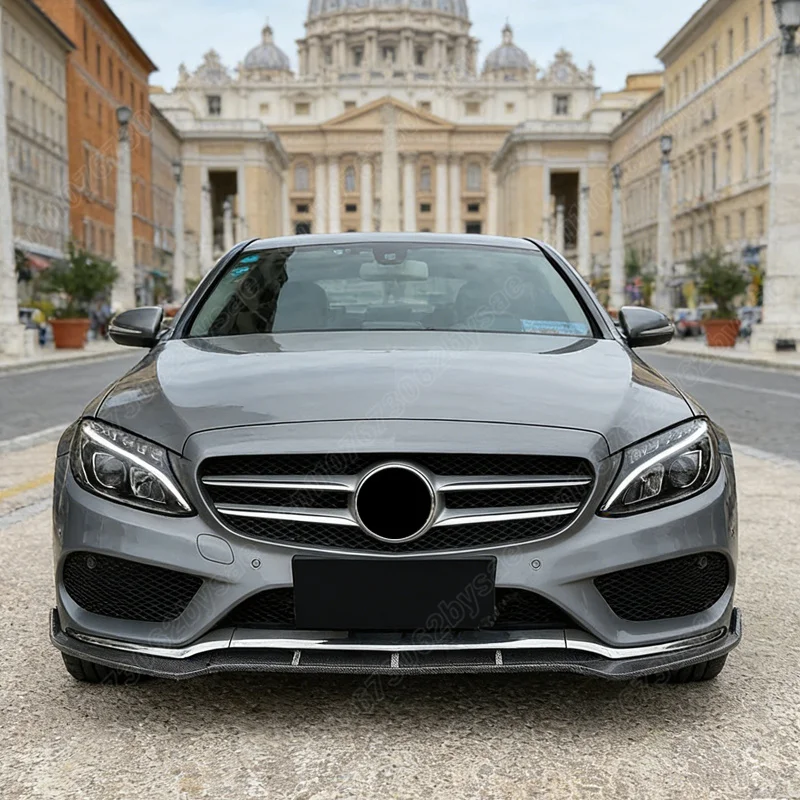 Фото Для Mercedes-Benz C-класса W205 C205 S205 C160 C200 2015-2018: Накладка на передний бампер, нижний сплиттер, декоративные элементы для авто №3