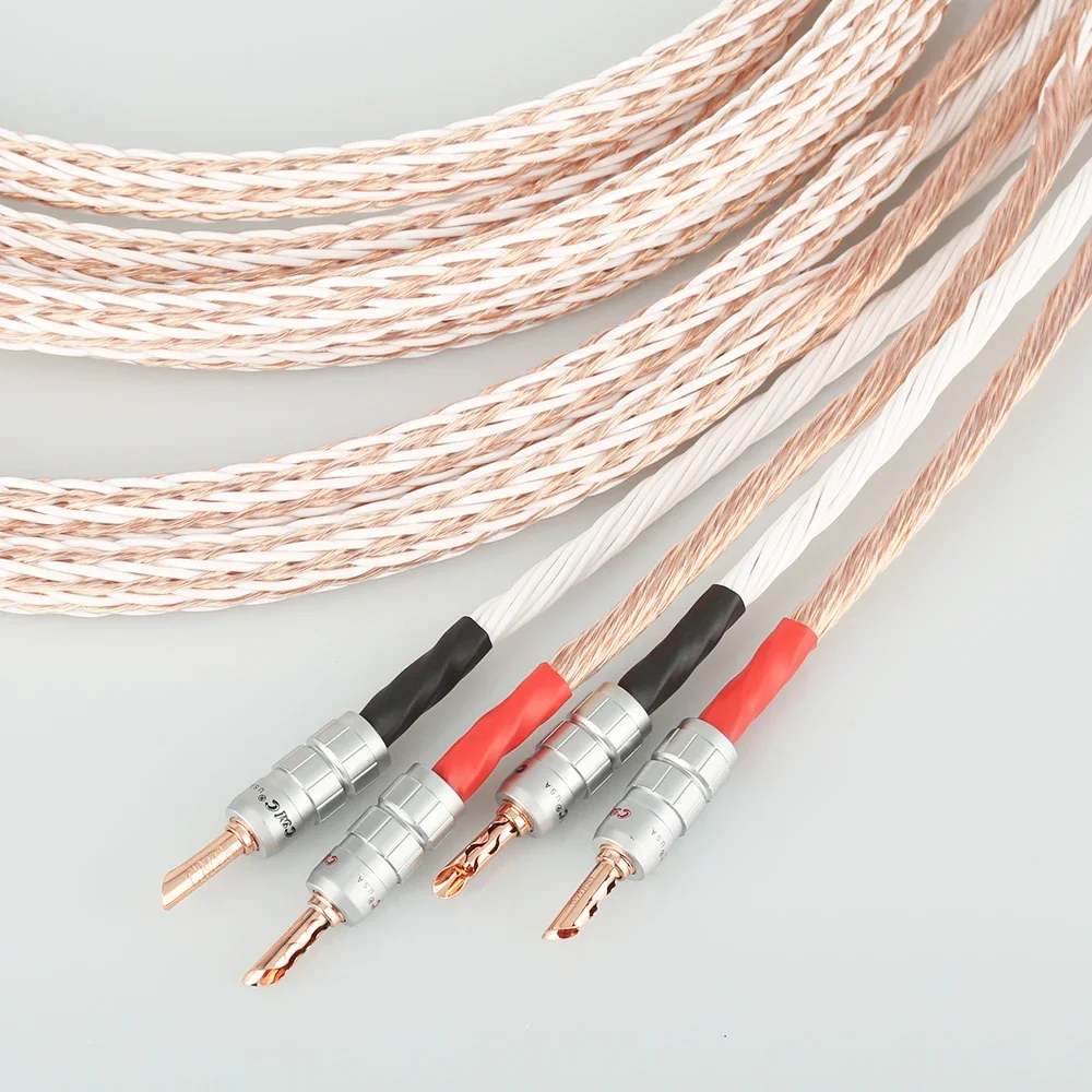 Пара 12TC HiFi акустических кабелей с 2 типами банан на банан/спилот лопаток