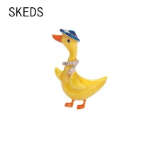 skeds new cute yellow cute duck enamel brooches for women kids animal casual party brooch pins school bag clothing pins gifts