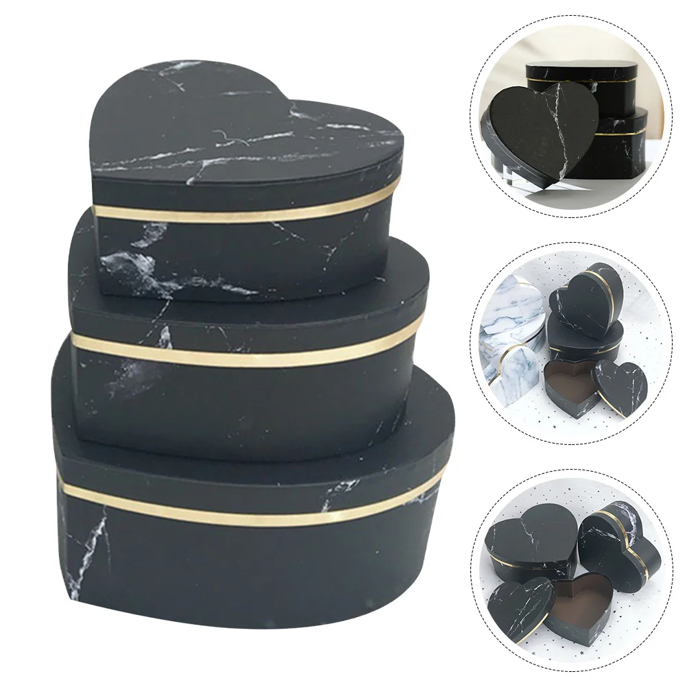 

Box Boxes Flower Gift Heart Shaped Papercardboardarrangement Marble Lids Gifts Christmas Valentine Nesting Storage Packaging