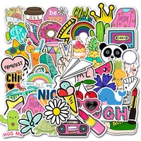 1050 vsco wind pink small fresh suitcase stickers waterproof graffiti aesthetic laptop vinyl sticker anime decor cute flowers