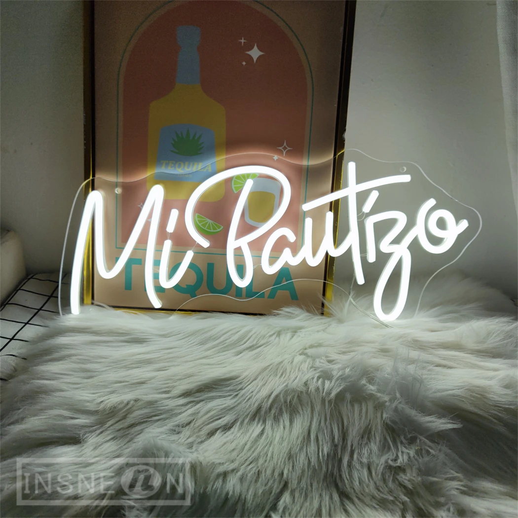 Настенная неоновая вывеска Mi Bautizo настенная подвесная с питанием от USB Простой