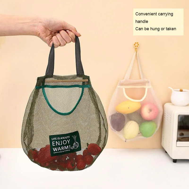 

Portable Hollow Breathable Ginger Garlic hanging bag household storage bag hanging kitchen fruit and vegetable storage mesh bag