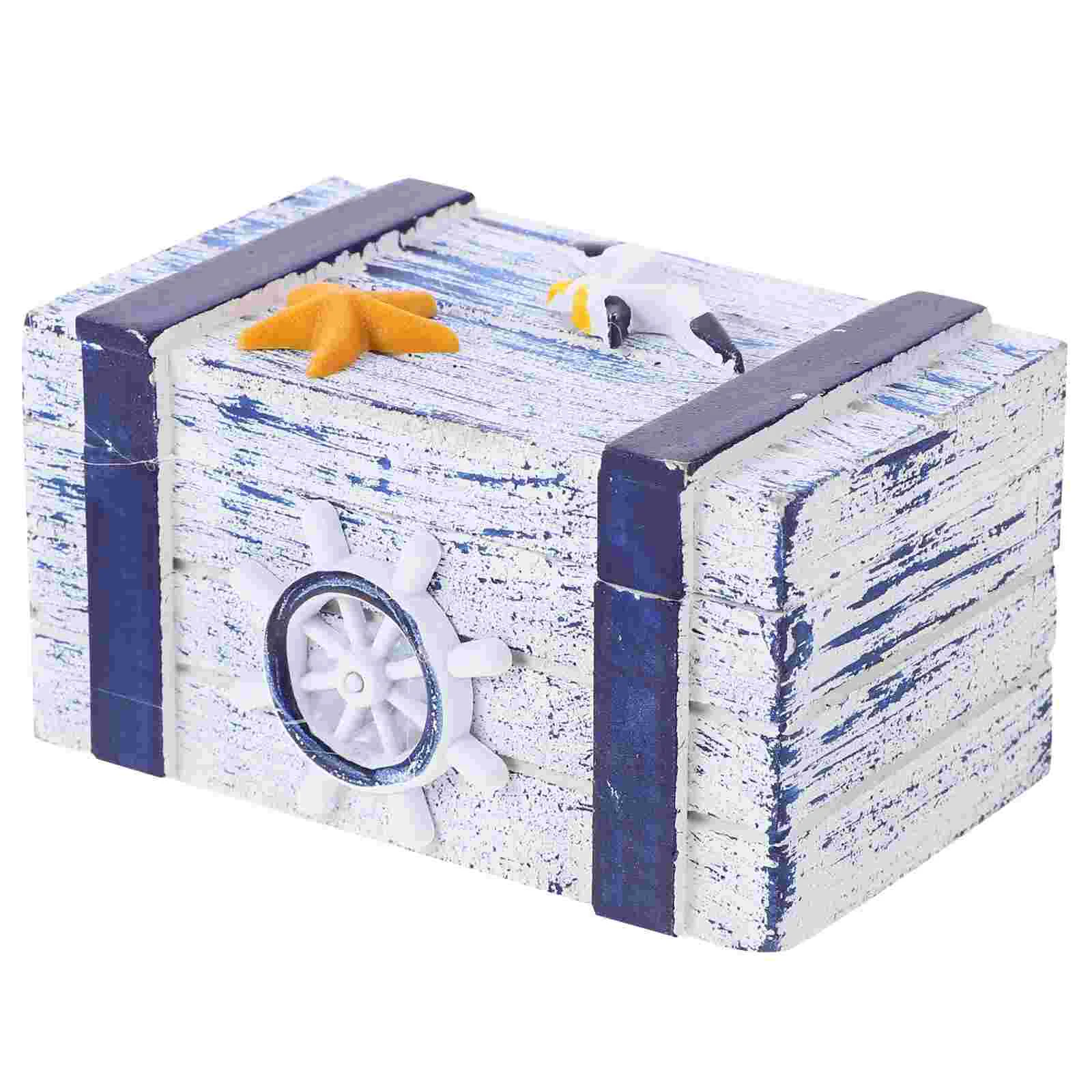 

Wooden Storage Case Tabletop Small Wooden Box Mediterranean Design Jewelry Box with Lid