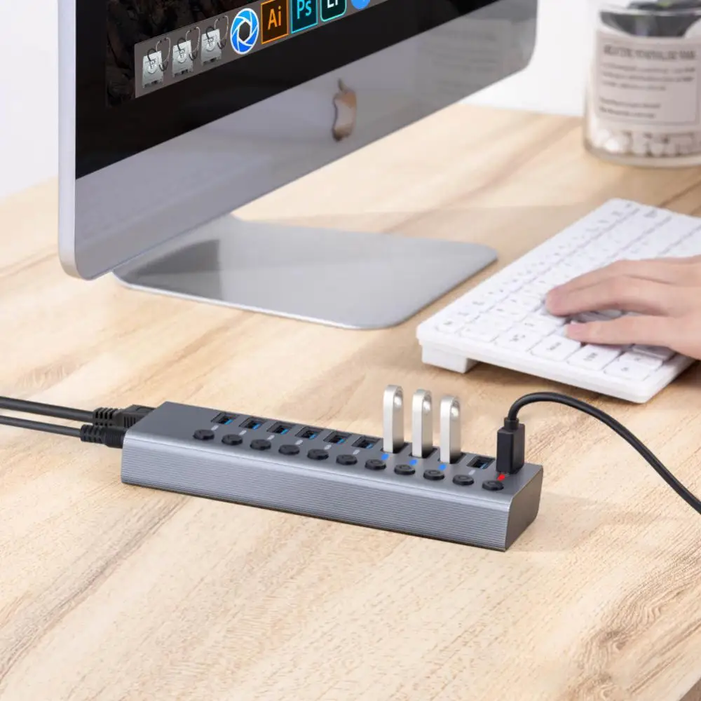 

Portable Usb 3.0 Usb Hub Splitter 5/8/11 Ports Multiple Expander Data Transfer Charging Usb Docking Station For Pc Portable