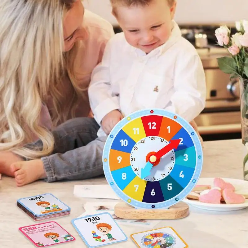 Изучайте доску игрушки деревянные обучающие часы для практики мини-часы