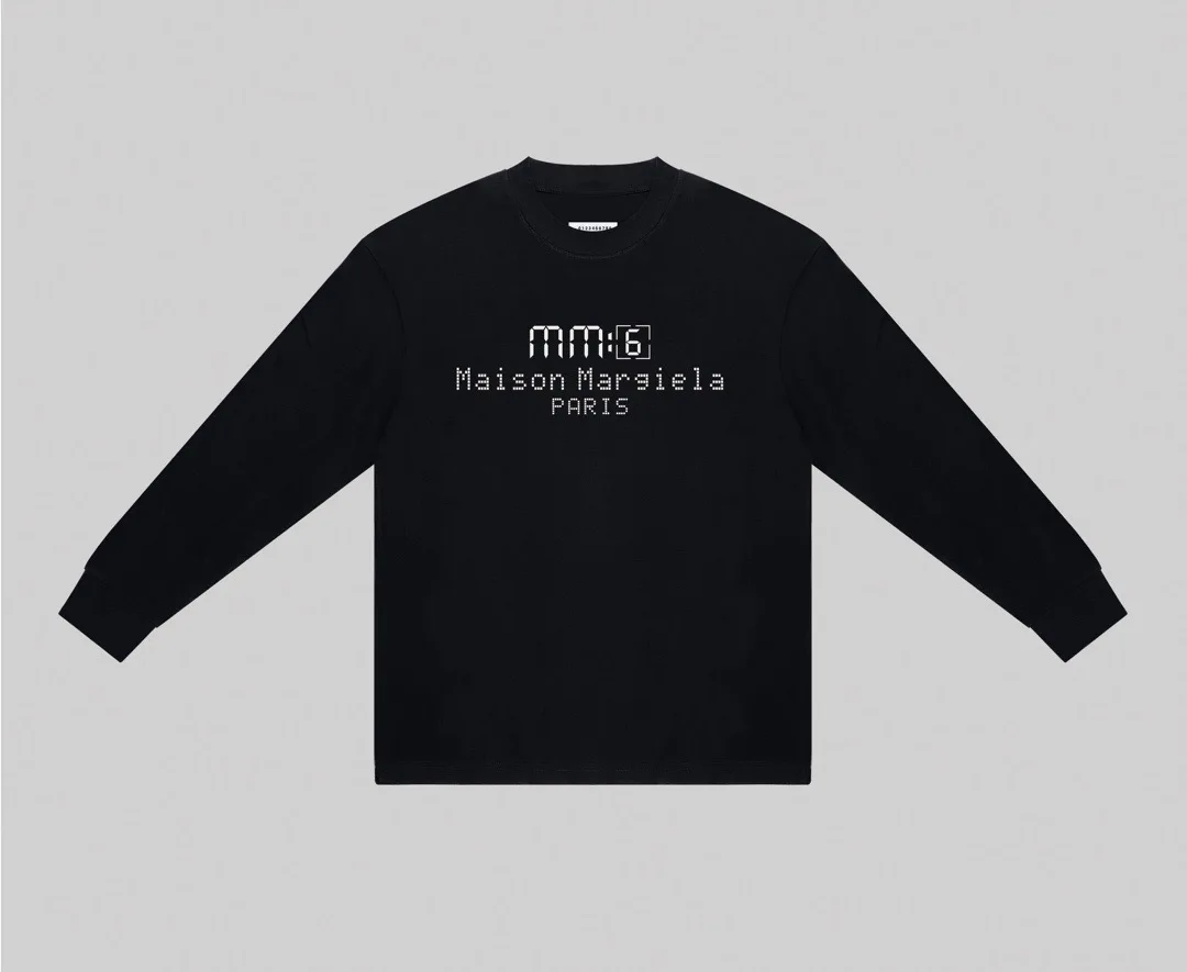 

Margiela new Magilla spring and fall couple ink screen clock loose casual long-sleeved men and women with the same T-shirt
