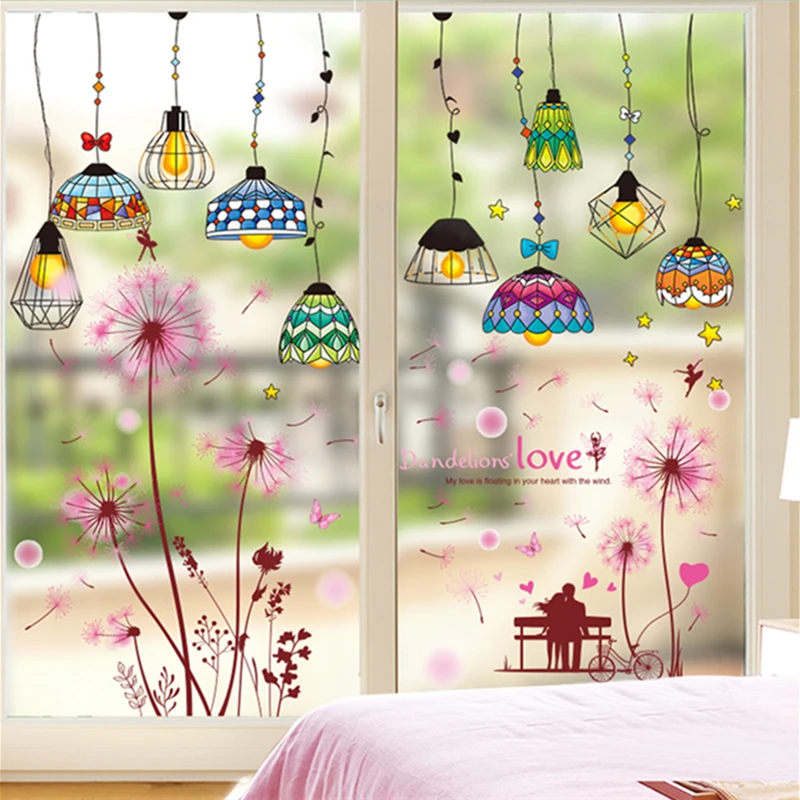 

Dandelions Flowers Wall Stickers DIY Chandelier Lights Wall Decals for Living Room Bedroom Nursery Kitchen Home Decoration