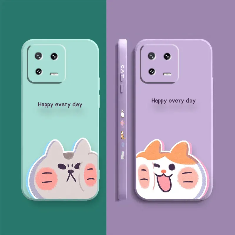 Case For Xiaomi PCOO F3 F4 F5 M3 M4 M5 X3 X4 X5 MIX 3 4 Black Shark 5 GT Pro 4G 5G Case Funda Cqoue Shell Happy Cute Couple Cat