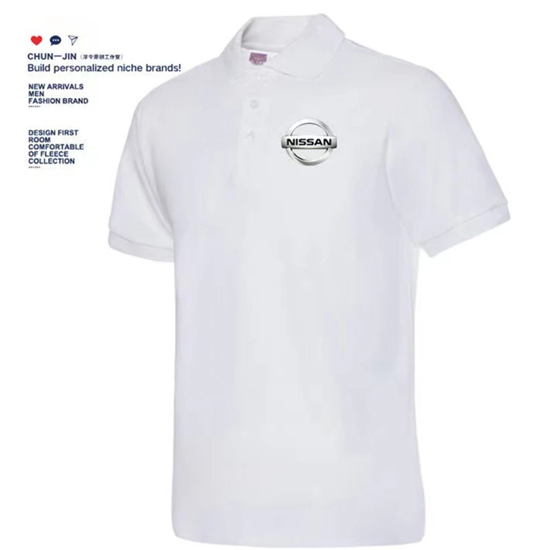 

Nissans Printed Business Casual Sports Solid Color Short Sleeve Men's Popular Lapel Cotton Quality Polo Shirt
