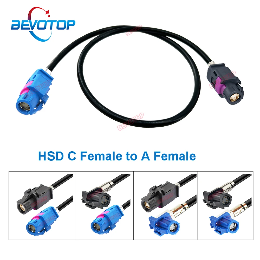Фото 1 шт. автомобильный жгут проводов видеолинии LVDS 4-контактный HSD черный от A до синего C женский прямой/правый угол 90 °   4-жильный кабель Jack 535 BEVOTOP №1