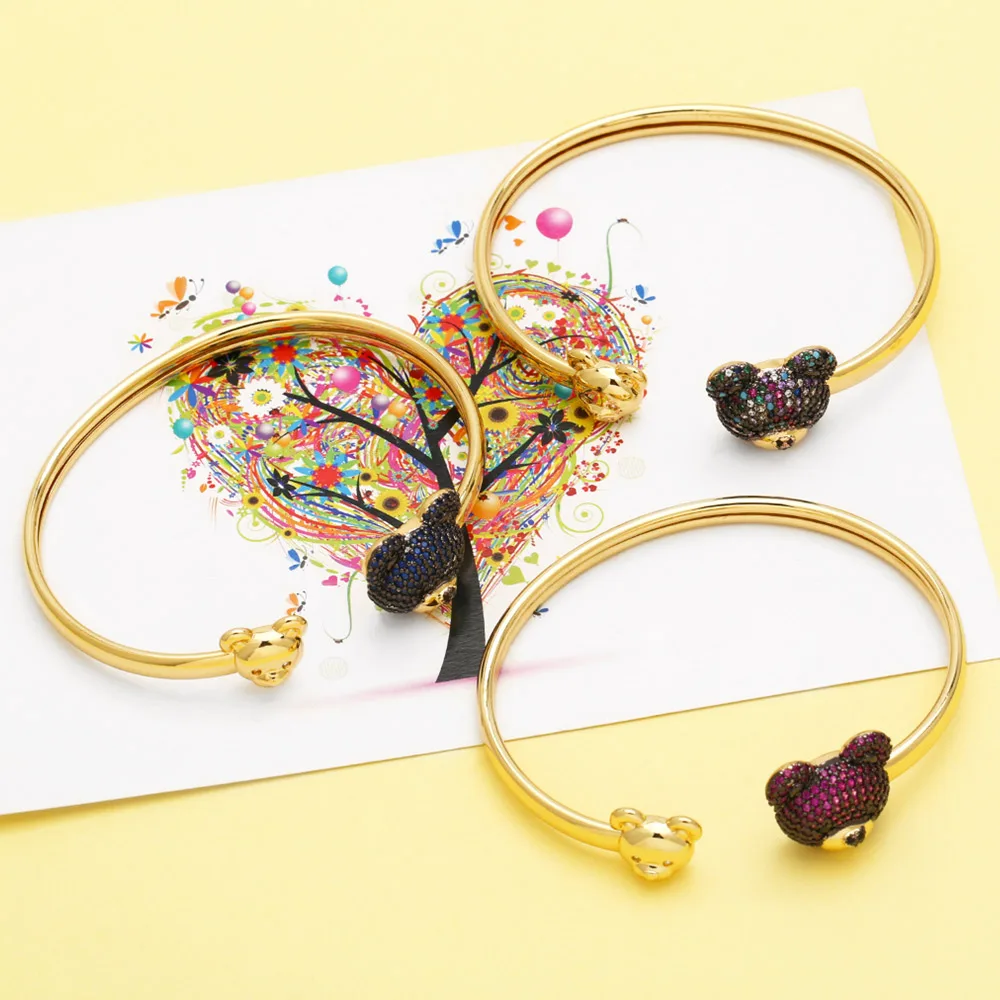 FLOLA Многоцветный Кристалл Тедди медный Медный позолоченный обруч Открытые