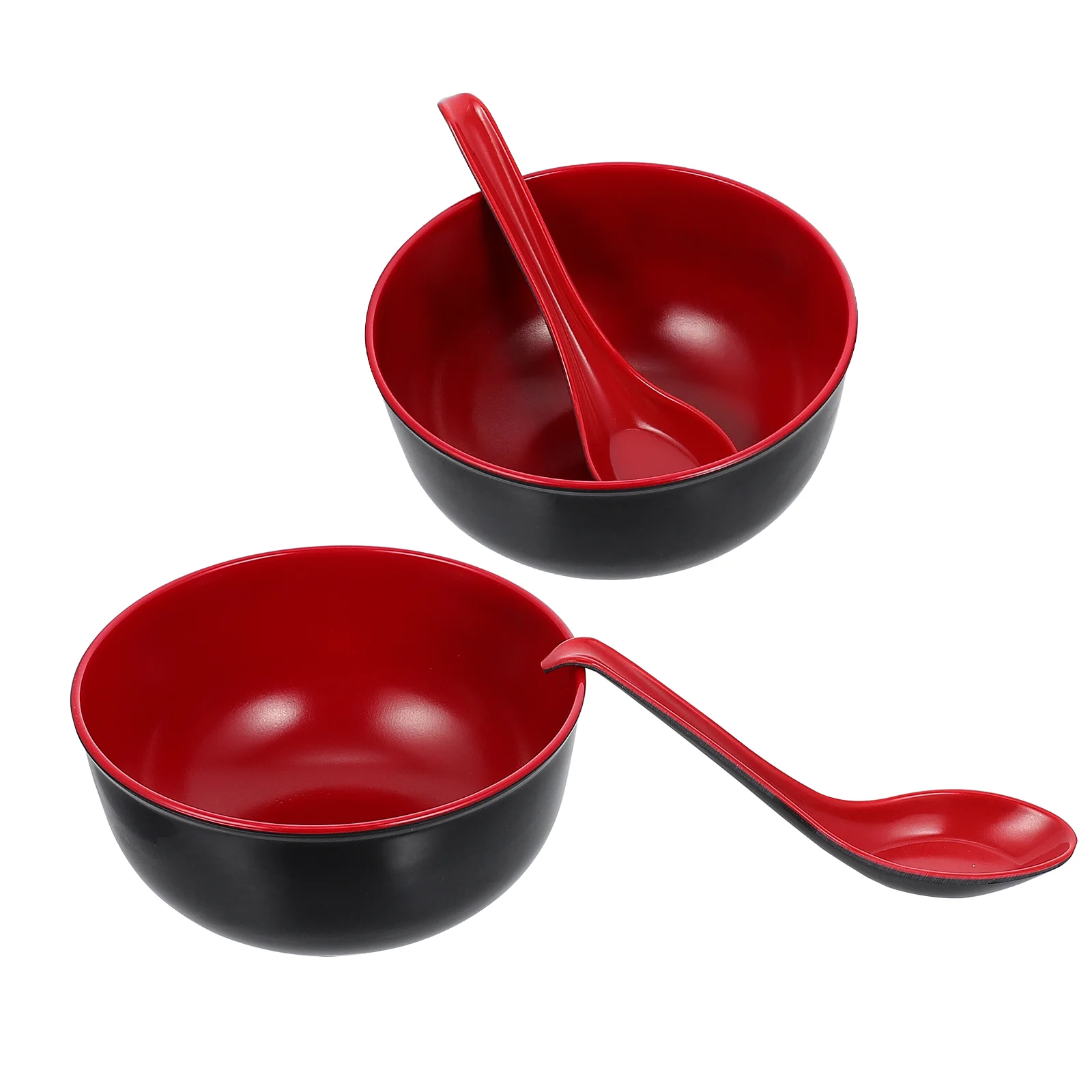

Набор из 2 меламиновых чашек для рамен, супа, лапши, японских чашек для хранения риса, столовые чаши с ложками, кухонная посуда