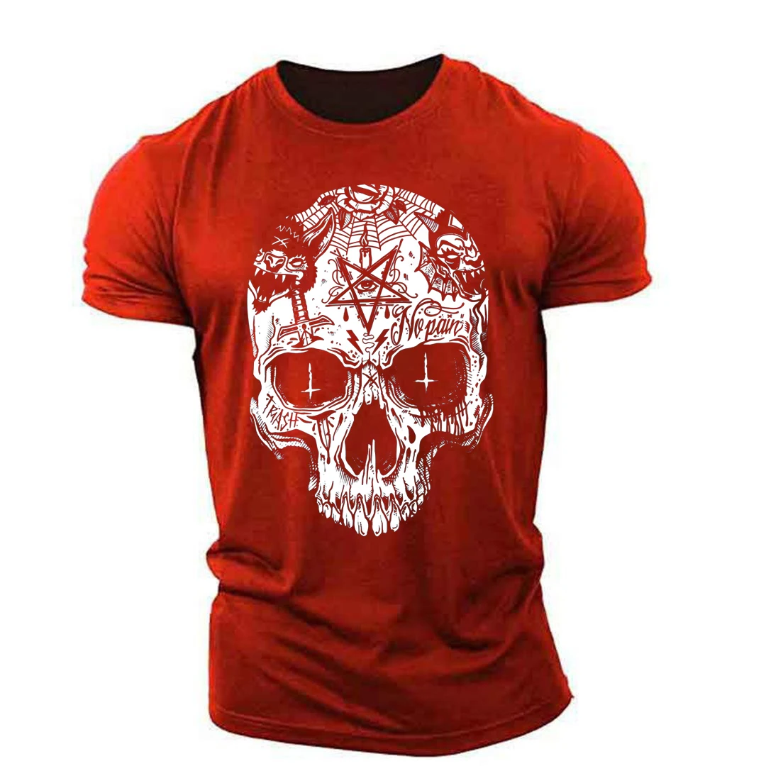 

Men's Casual Skull Print T-Shirt Lightweight Ultra Thin Oversized Loose Sportswear Personality Menswear