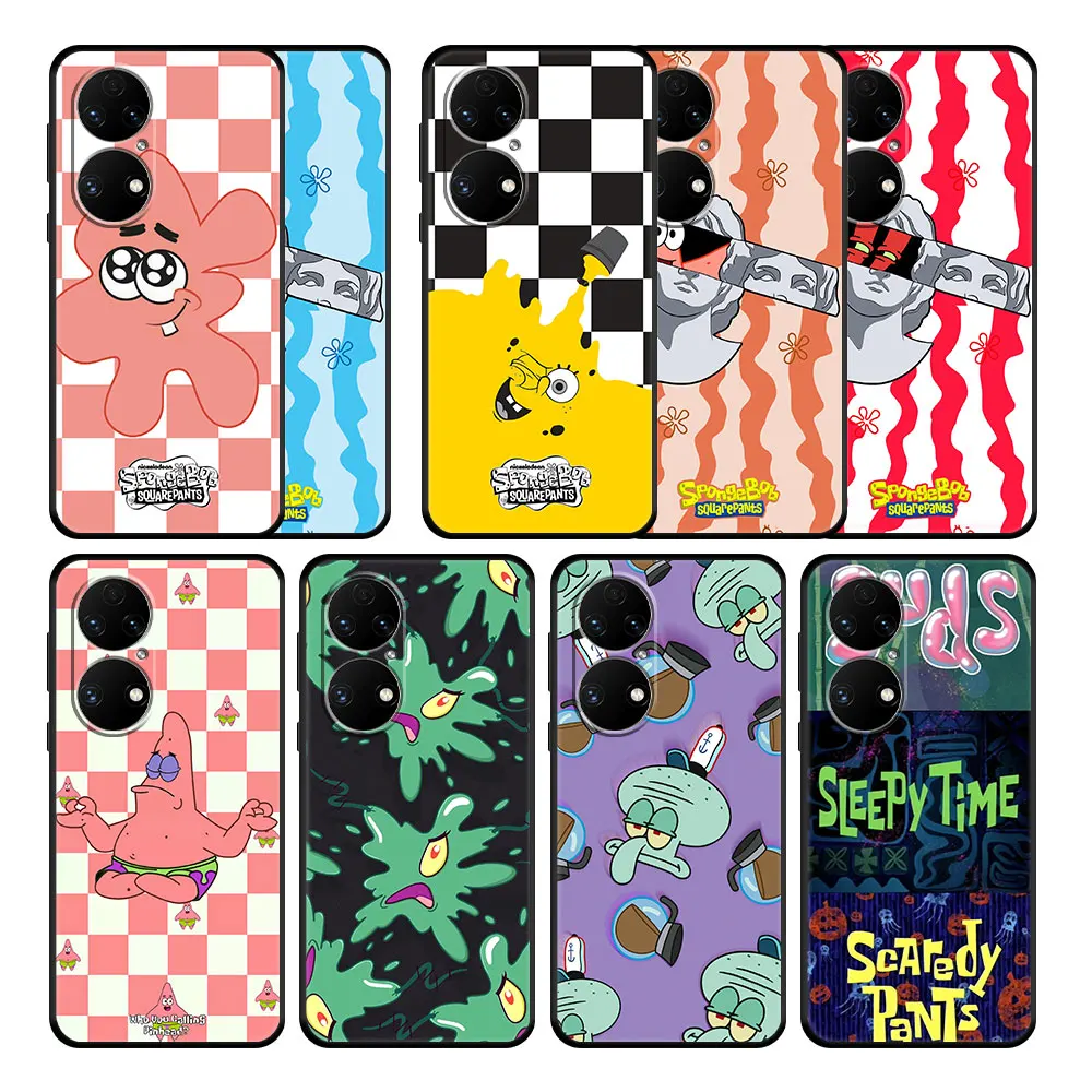 

Luxury SpongeBobs Arts Case Coque for Huawei 9 SE Nova 5T P50 P20 Pro P40 Lite P30 7i P Smart Z P50E Y6 E Y7 8i Y9 TPU Cell