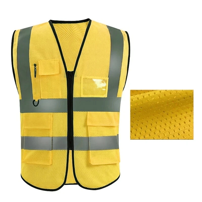 

Дышащий светоотражающий защитный жилет, сетчатый, с несколькими карманами, дышащий, для железной дороги и угольной шахты, для бега, спорта