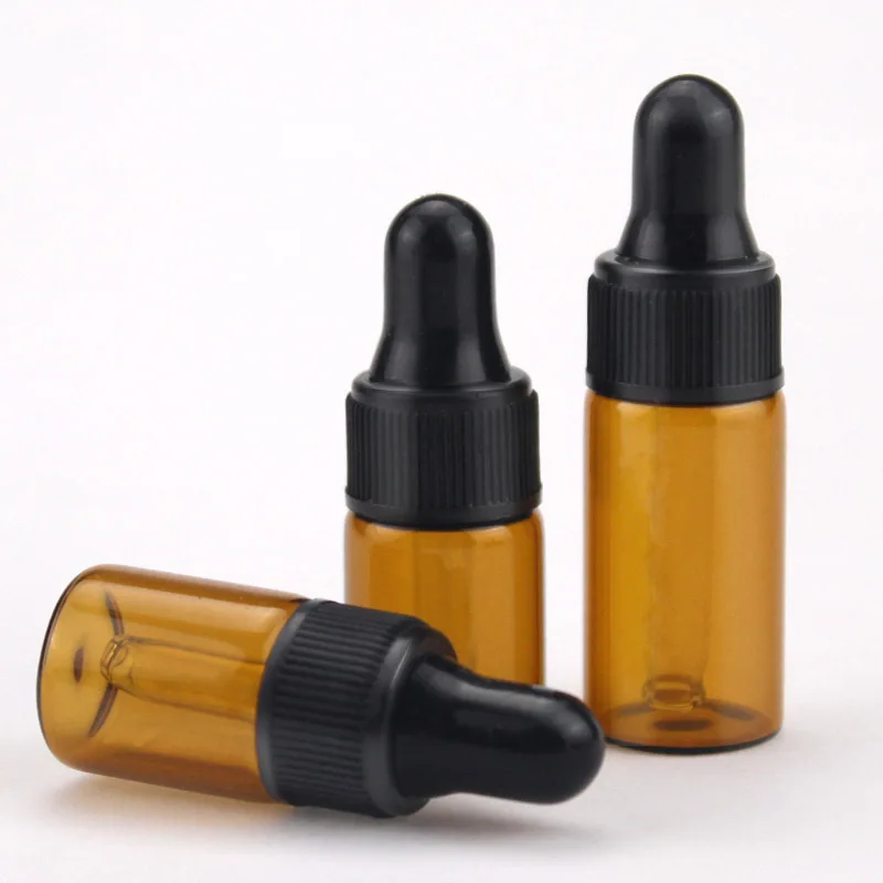 

50pcs/lot Dropper Bottle 2ml 3ml 5ml Mini Amber Glass Jars Vials with Pipette for Cosmetic Perfume Essential Oil Bottles Travel