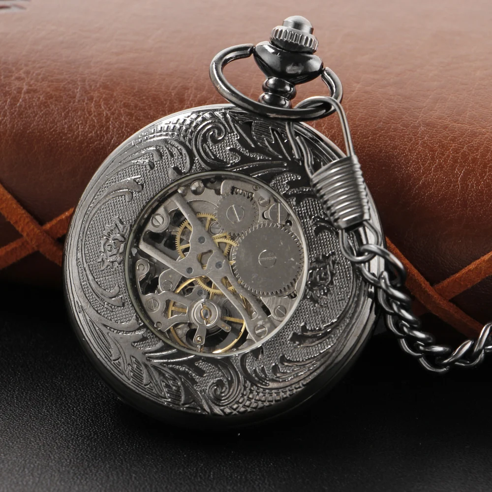 Exquisite Dice Hollow Embossed Manual Stringing Mechanical Pocket Watch Men's Necklace Pendant Clock Vintage Gentleman Gift