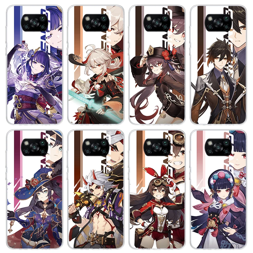 Чехол для телефона Anime Genshin Impact Xiaomi Poco X6 X5 X4 X3 Nfc F6 F5 Pro F4 Gt F3 F2 F1 M5S M4 M3 5G Soft Cover Print Fundas