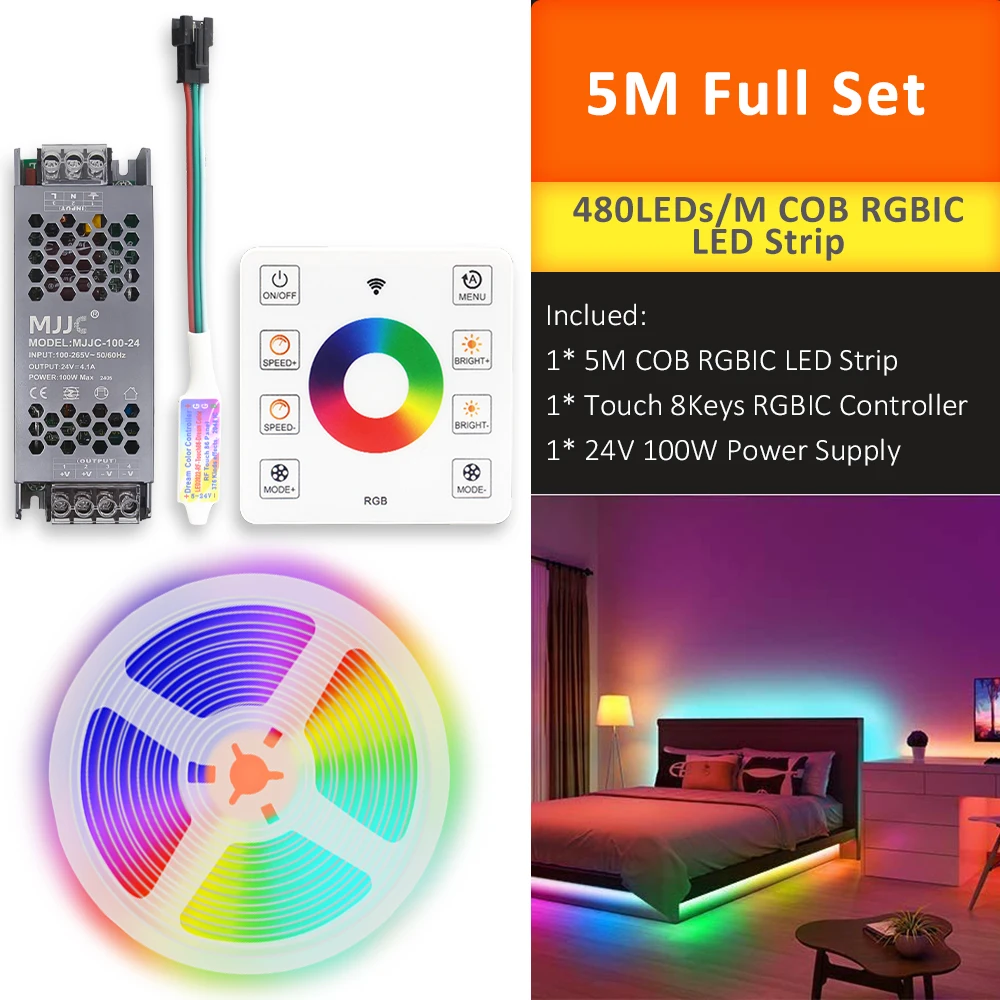 

Светодиодная лента RGBIC MJJC 24В 5/10/20/30м