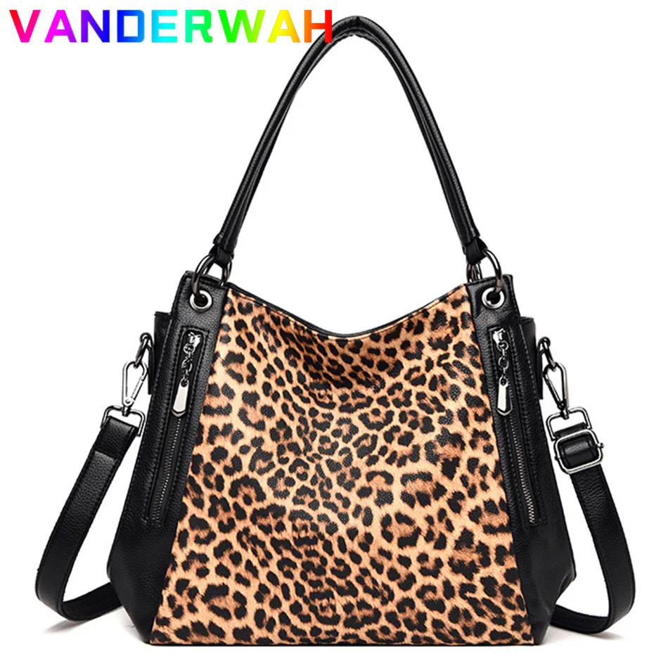 

Women's Leopard Bag Luxury Shoulder Crossbody Casual Tote Designer Female Shopper Handbag Large Capacity Messenger Work Ins Sac
