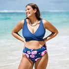 Женский раздельный купальник с V-образным вырезом и завышенной талией