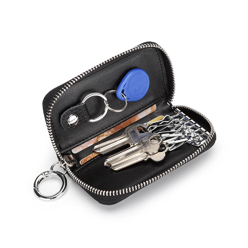 

Key Bag Leather Ladies Zipper Simple Home Multi-Function Car Key Bag Small Card Bags With Card Slot