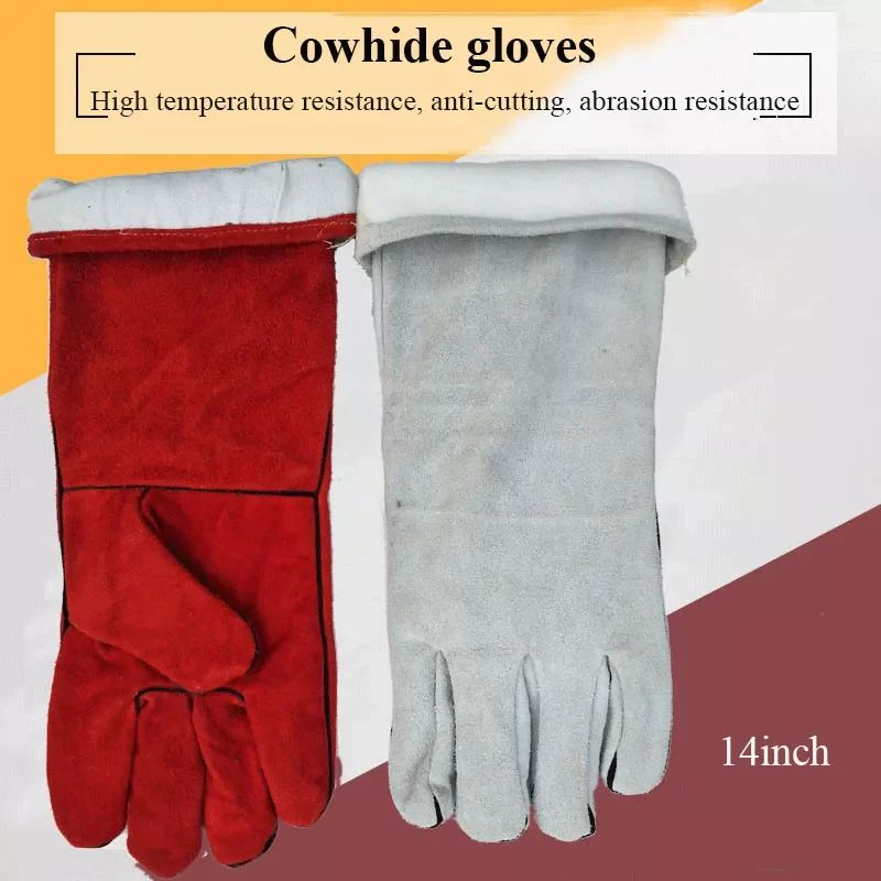 Gloves 13 inch 14 inch Wear-resistant welding gloves, High Temperature Working Gloves, Welder Welding Gloves Long Hand