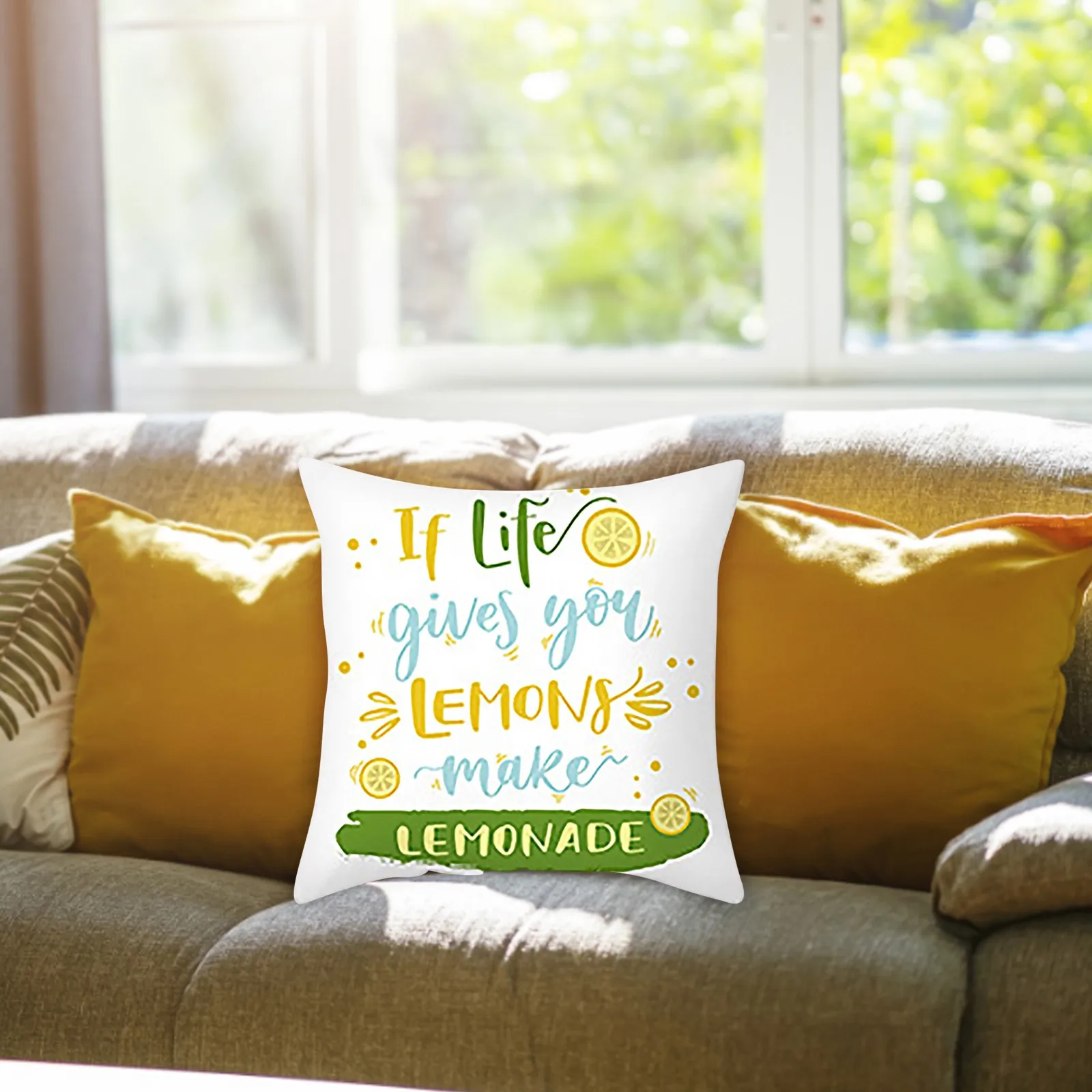 

Lemon Summer Home Sofa Cover Decorative Cushion Pillowcase Stripe Pillow Cover