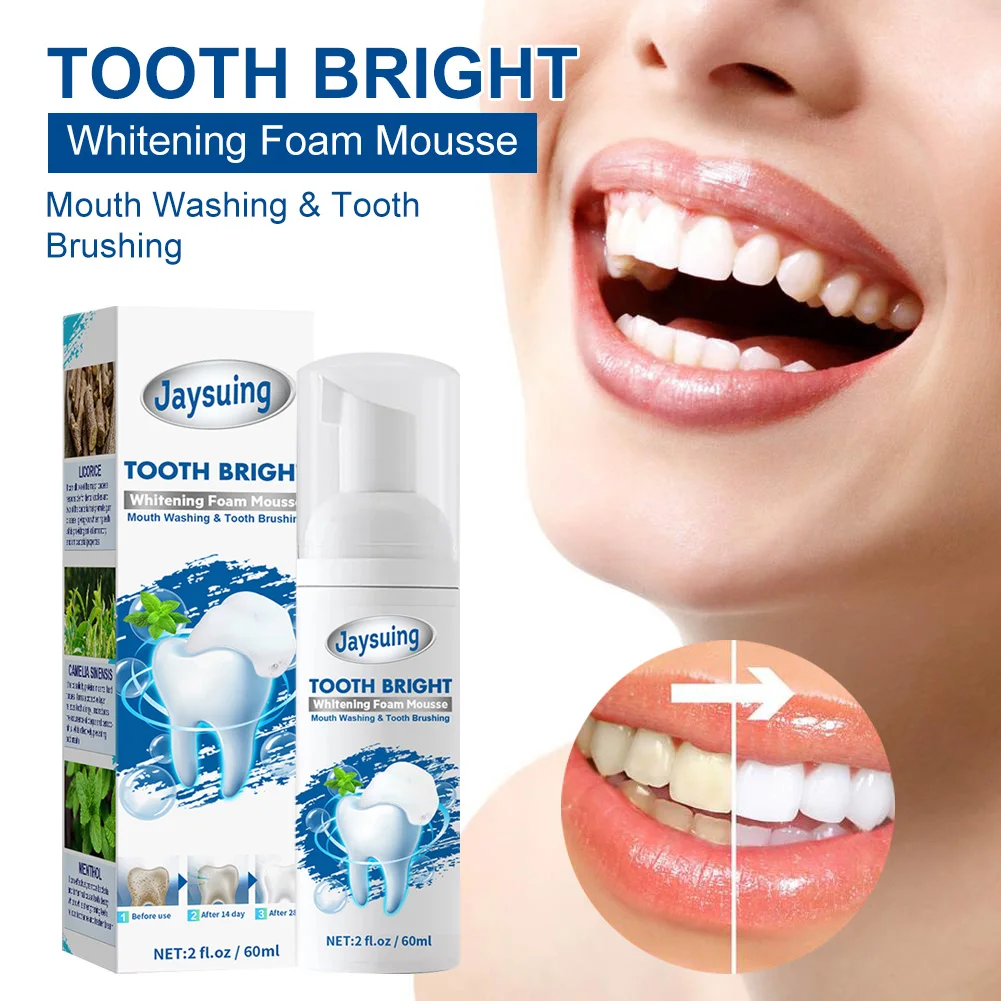 

60ml Tooth Whitening Mousse Toothpaste Stains Plaque Removal Teeth Cleansing Foam Mousse Fresh Breath Oral Cavity Tooth Care